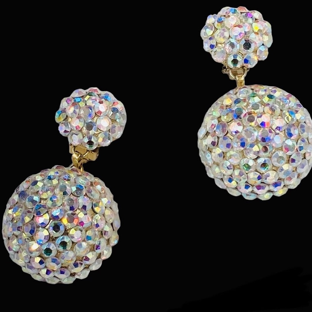 Vintage 1980’s Disco AB Rhinestone Drop Earrings